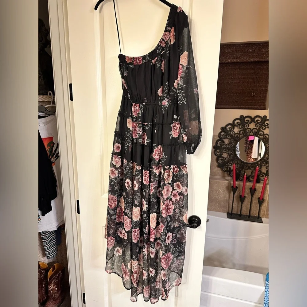 One Shoulder High Low Floral Dress - Picture 9 of 15